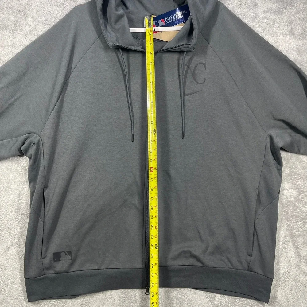 Nike KC Royals Hoodie Mens 3XL Grey MLB Authentic Collection Full Zip Dri-Fit